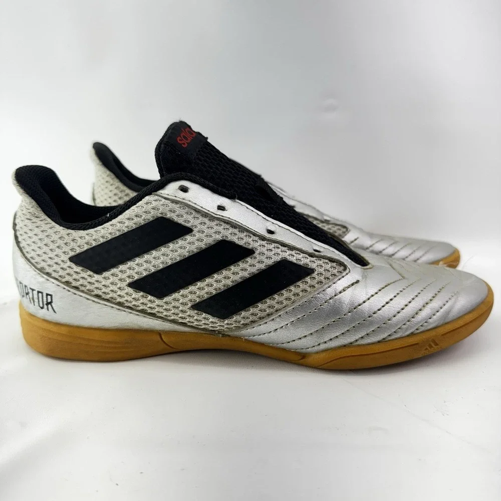 Adidas Predator 19.4 SALA Mens Sz US 4 Silver Black Indoor Soccer Shoes Sneakers